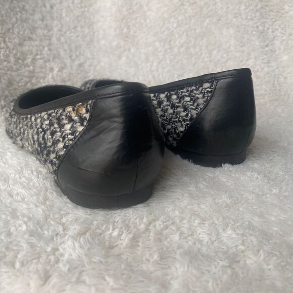 346 Brooks Brothers Black Grey Tweed Cap Toe Ballet Flats - Picture 5 of 7